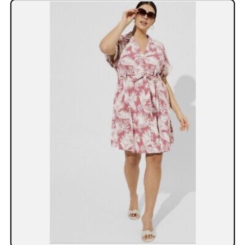 Torrid mini rayon slub button front dress